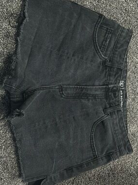 No Boundaries Black Frayed Hem High-Rise Denim Shorts